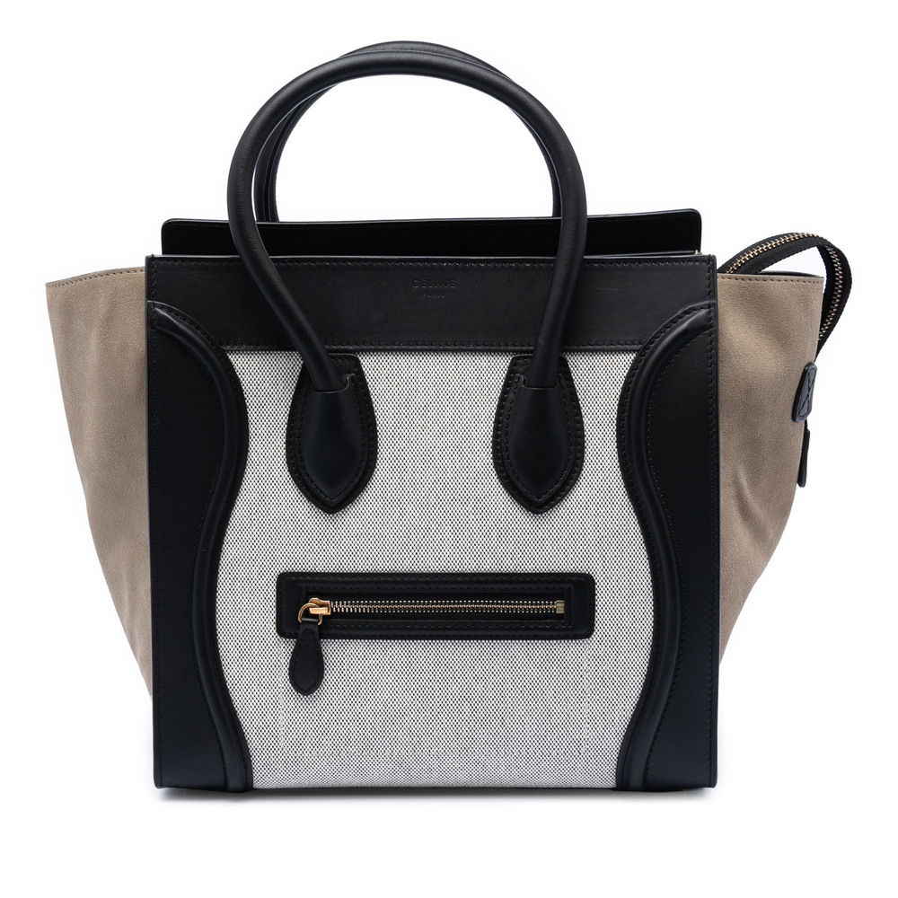 Pre-Loved Celine Mini Canvas and Suede Tricolor Luggage Tote